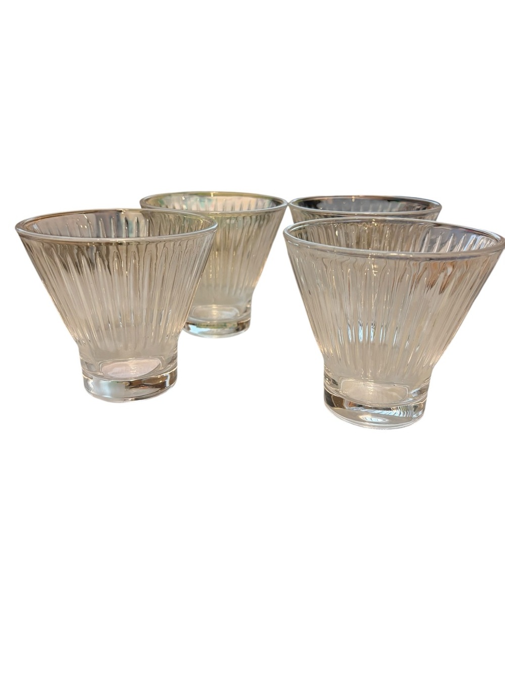 Vintage Clear Ribbed stemless cocktail glasses- Set of 4